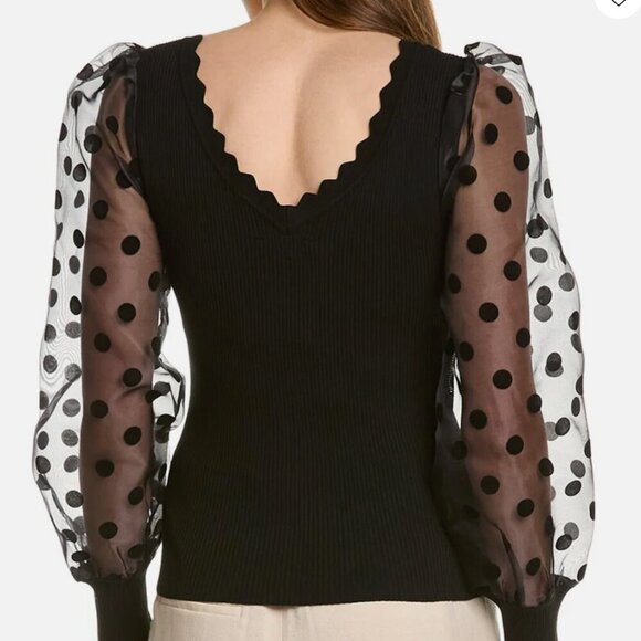 NEW Gracia Black Sheer Long Sleeve Sweater Top M - Picture 7 of 7